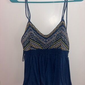 Boho Chic Blue Embroidered Top